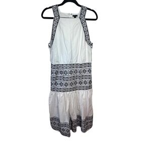 Ann Taylor White Sleeveless Dress Embroidered‎ Details Women's SZ 10 Resortwear